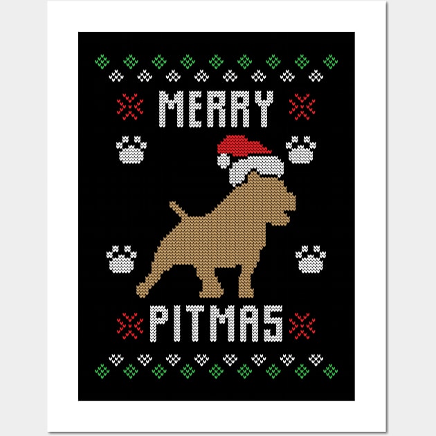 Merry Christmas Pitmas Xmas Gift Ugly Wall Art by Gufbox